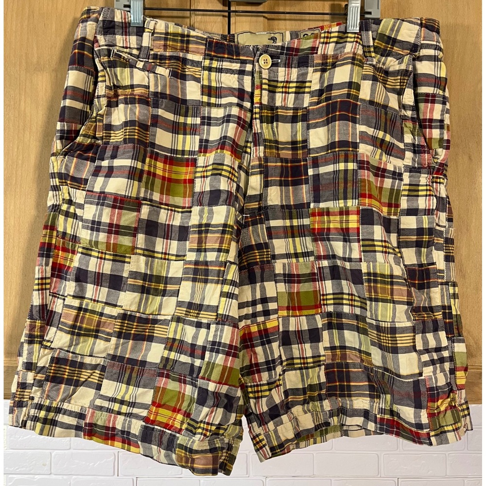 Duck‎ Head Patchwork Plaid Shorts Mens 36 Multicolor Excellent Madras Cotton